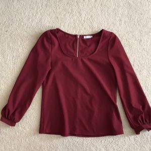 Tobi Burgundy cuffed long sleeve